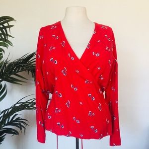 Levi’s Red Wrap Blouse